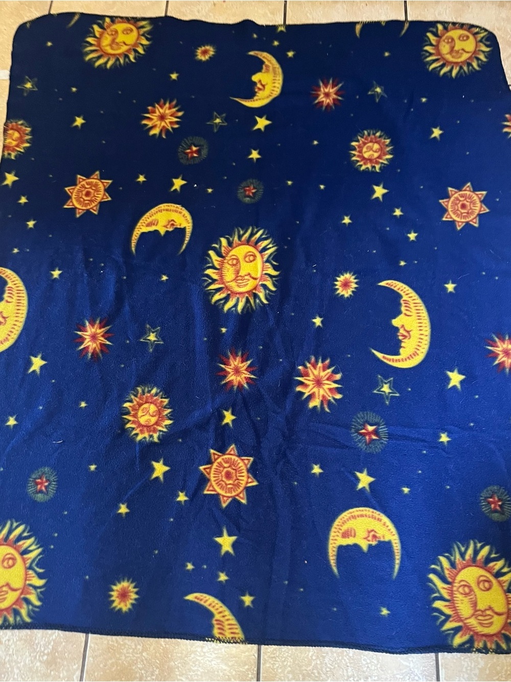 90's Vintage Smiling Suns & Crescent Moons Soft Blanket Throw